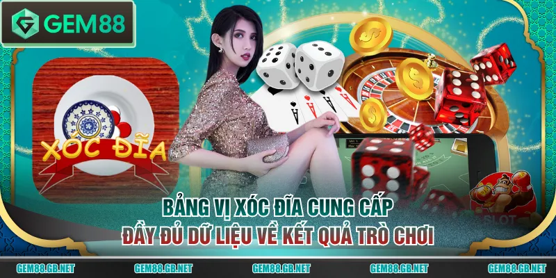 Bảng vị Xóc Đĩa cung cấp đầy đủ dữ liệu về kết quả trò chơi